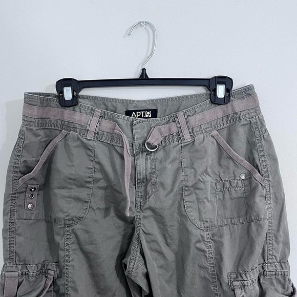 Apt. 9 green khaki capris multi pocket belt cargo pants - Picture 8 of 12